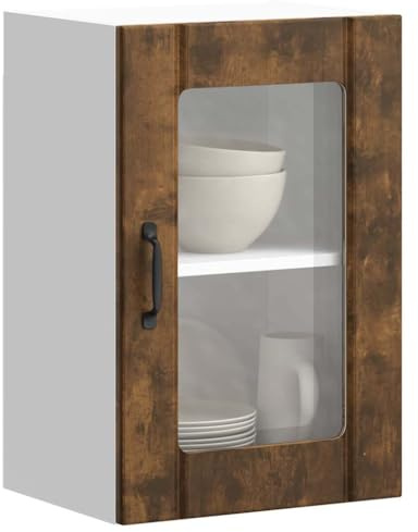 Lumanois Armario de Pared para Cocina Puerta Cristal Lucca Roble Ahumado,Mobiliario,Armarios y Almacenamiento,Armarios de Cocina,12kg-853772