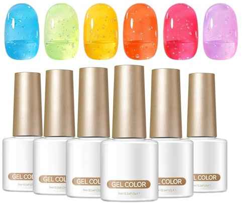 Bubbelgel för naglar | 6 Stycken Långvarig Kosmetika,Set med Bubbelgel för Nageldesign och Skulptering, Bröllop, Resor, Dejter, Sammankomster, Strandsemester, Pendling, Skönhetssalong