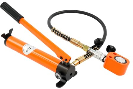 HazLope Hydraulischer Wagenheber, Set mit 10T Zylinder & CP-180 Pumpe, 70 MPa, 1m Schlauch, für Heben & Demontage, orange