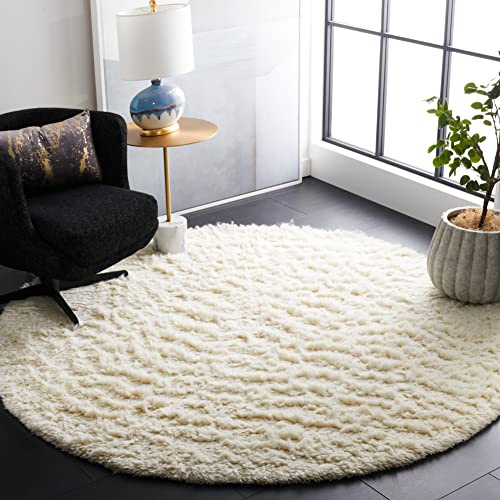 Safavieh Flokati Collection FLK150A Handmade Ivory Premium Wool Round Area Rug (6' Diameter)