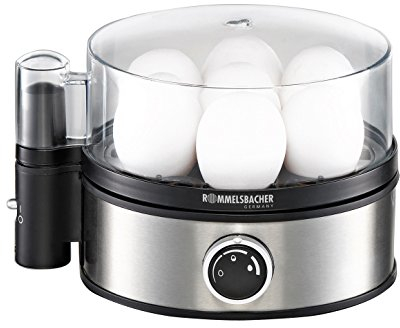 ROMMELSBACHER Eierkocher ER 400 - für 1-7 Eier, einstellbarer Härtegrad, elektronische Kochzeitüberwachung, Ein/Ausschalter, Signalton am Kochzeitende, Edelstahlgehäuse, 400 Watt