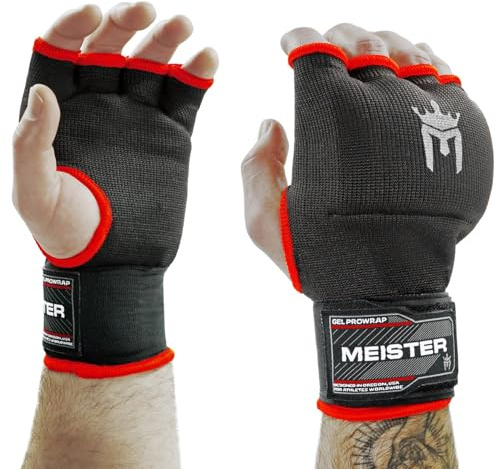 Meister Gel-vadderade ProWrap innerhandskar (par) – svart/röd – small/medium