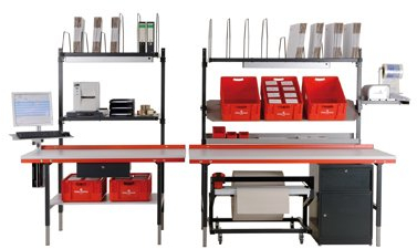 Pack- und Arbeitstisch, höheneinstellbar, BxTxH 16 00x800x690-960 mm, Flächenbelastung max. 300 kg