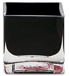 Serene Spaces Living Small Black Glass Cube Vase, Minimalist Style Floral Cube Vase, Office & Home Tabletop Decor, Table Centerpiece for Wedding, Birthday, Holidays, Events, Measures 3 Cube