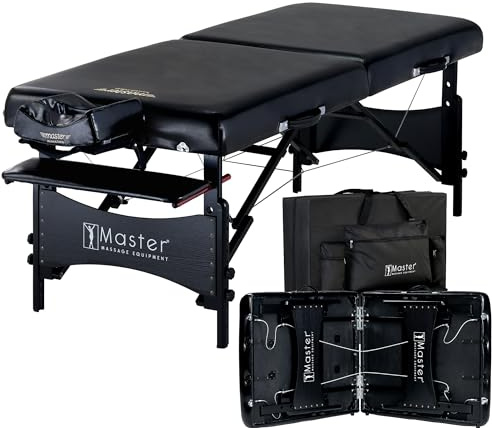 Master Massage Mesa de masaje portátil Galaxy de 76 cm de ancho, capacidad de 300 kg, con bolsa de transporte, sofá de masaje, cama de belleza, color negro elegante, vinilo sintético a prueba de