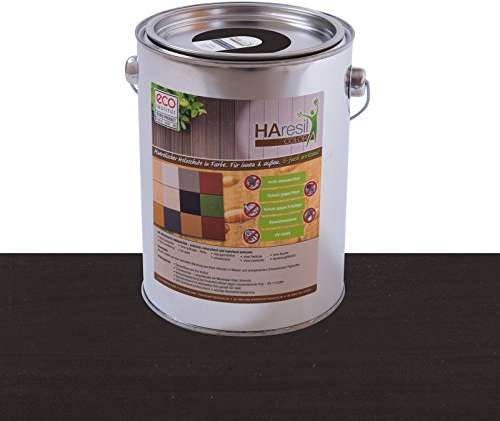 Bio Holzschutz farbig Schwarz Holzschutzlasur HAresil Color 2kg Eimer Wetterschutzfarbe Dauerschutzfarbe matt Holzwurmfrei,Pilzbekämpfung für Innen und Außen (Schwarz)