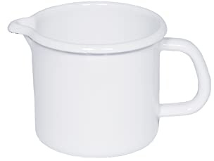 Riess, 0041-033, Schnabeltopf ø 14cm, WEISS, Weiß, Emaille, Vol. (rec.): 1,7 Liter, Made in Österreich, LBH: 21,6x15,5x12,5cm, 0,550kg, Kanne mit Henkel, Deckel, Induktionskocher kompatibel