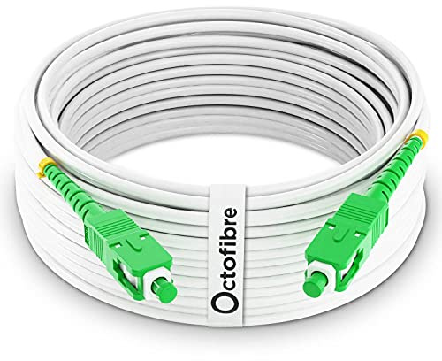 Octofibre - Câble Fibre Optique Orange SFR Bouygues - Renforcé Avec Blindage Kevlar - Rallonge/Jarretière Fibre Optique - SC APC vers SC APC - Garantie 10 Ans (50M)
