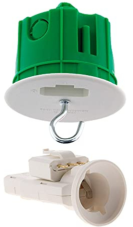 Zenitech - DCL Set für Deckenanschlüsse an Massivwänden Ø67 mm - Grün - Inklusive Stecker, E27 Fassung und NF Haken - Ideal für Wandbeleuchtungsinstallation - Komplettes Beleuchtungsset