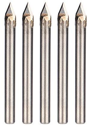 HUHAO 5PCS 45 Degree CNC Tool Stone Carving Bits 6mm Shank Marble Tile Drilling Alloy Letter Engraving for On Bluestone Granite