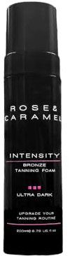 Rose & Caramel Intensity Dark - Ultra Dark Bronzed Self Tanning Mousse 200ml. Bronze, Sunless Self Tanner, Hydrating. Extra Dark Fake Tan, Award Winning, Natural, Cruelty Free, Vegan, Best Tan