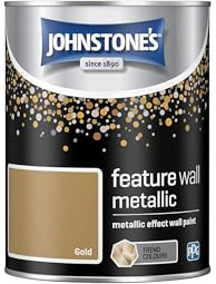 Johnstone's 423221 Feature Wall Metallics Paint, Gold, 1.25L | Metallic Finish, Interior Feature Walls & Ceilings, Great Coverage, Easy to Apply, Long-Lasting Colour, Quick Drying