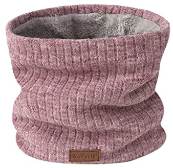 NovForth Winter Neck Warmer Fleece Lined Infinity Scarf Double-Layer Fleece Thicken Windproof and Dust Skiing Circle Lining Knit Infin for Mens Womens (Pink)
