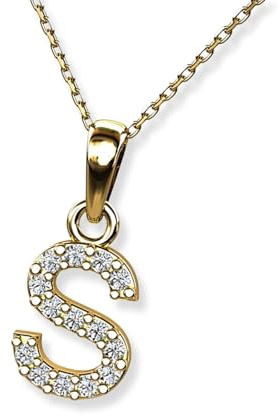 LillyMarie Damen 333 Gold Buchstaben-Anhänger Hals-Goldkette 333 klar längen-verstellbar Schmucketui Geschenk für Frauen