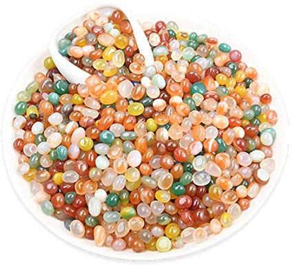 Molinter Piedras decorativas granuladas de piedras de río, piedras de ágata redondeadas, para jardín, acuario, camino, decoración, 500 g (3 – 5 cm)