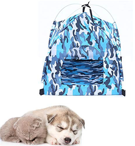 YWRD Katzen Zelt Outdoor hundezelt Indoor Pop Up Hundezelt Hundehütte Hund Sonnenschirm Wasserdichtes Hundezelt Welpenhaus Hundeschatten im Freien Blue