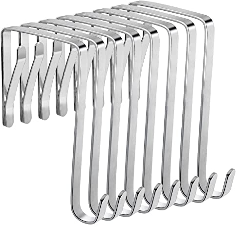 ilauke Over Door Hooks Set of 8, Adjustable Metal Hangers Fits 1-3/8' to 1-3/4 Widths, Over The Door Hooks for Hanging Clothes, Towels, Coats and More