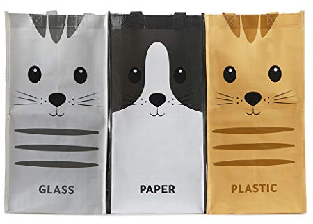 balvi Recycling-Taschen-Set Meow Set von 3 Beuteln (43x22x22 cm) Mit Griffen Gesamtmaßnahme: 43x66x22
