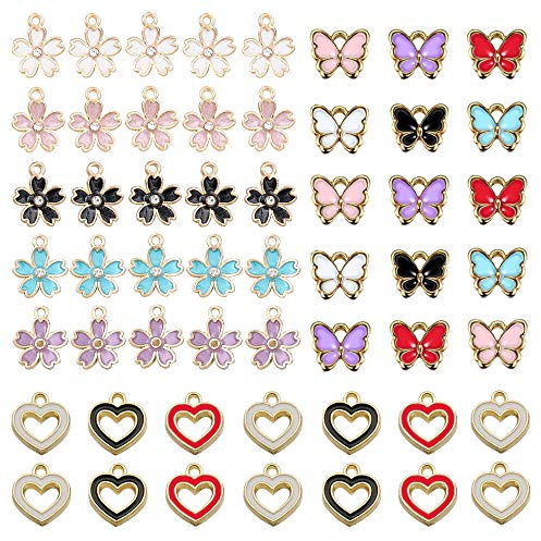 Gativs 140 Stücke Schmetterling Blume Charms Anhänger Schmuckherstellung Anhänger Herz Basteln Anhänger Gänseblümchen Charm DIY Kunsthandwerk Basteln