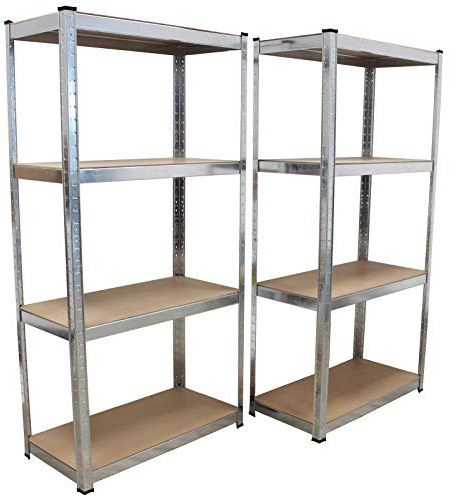 TRUTZHOLM 2X Schwerlastregal 160x80x40 cm | 4 Ebenen, 320 kg Tragkraft, mit Regalverbindern | Steckregal Archivregal Lagerregal Kellerregal Metallregal Regal Garagenregal