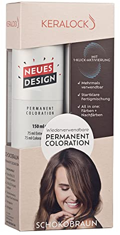 Keralock Permanent Coloration Schokobraun, Mehrmals Verwendbar, Färben und Nachfärben, Ohne Anmischen, Bis zu 4 Monate Wiederverwendbar, Zuverlässige Grauabdeckung