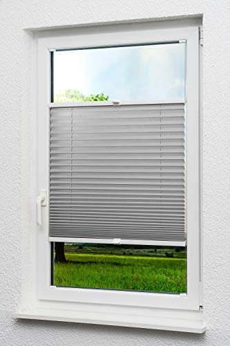 LYSEL - Qualitätsplissee Crush zum Schrauben Steingrau - Qualitätsplissee in der Größe (BxH) 110cm * 130cm