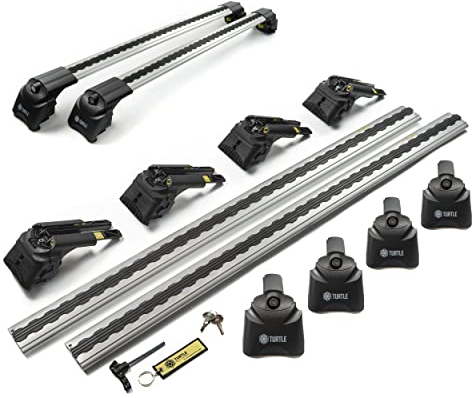 Turtle AIR2 | Dachgepäckträger Dachträger | Kompatibel mit Seat Leon ST Kombi 2014-2020; Dient der Montage von Dachboxen, oder Dachfahrradträger, Leiter | Robuste Konstruktion aus Aluminium | TÜV