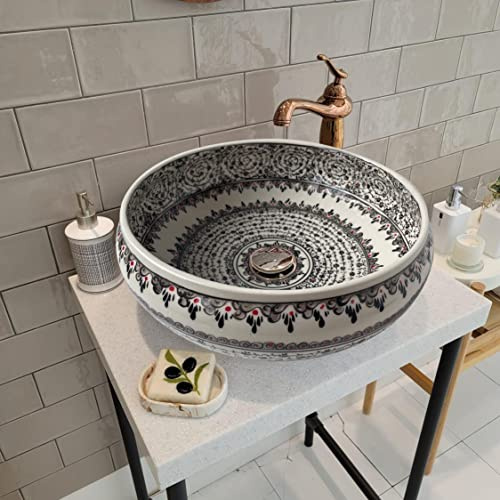 Ceramic Unique Wash Basin, Bathroom Vessel Sink Above Countertop Basin, Bowl Sink Lavatory, Bathroom Remodel, Bath Vanity Glossy Washstand-0002