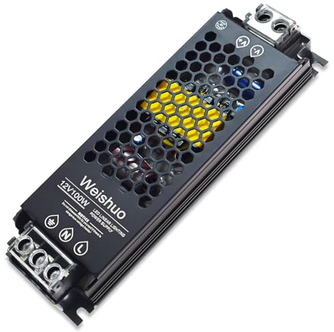 LED Trafo 12V 100W 8.3A AC 220V auf DC 12V, Ultradünn Konstante Spannung Netzteil mit Überlastschutz Leise, IP20 für LED Streifen, Spotlight & Innenleuchten