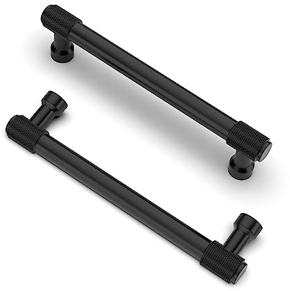 FURNIWARE 10 stycken räfflade skåphandtag möbelhandtag borrhålsavstånd 128 mm kökshandtag lådhandtag möbelhandtag svarta handtag kök köksskåp