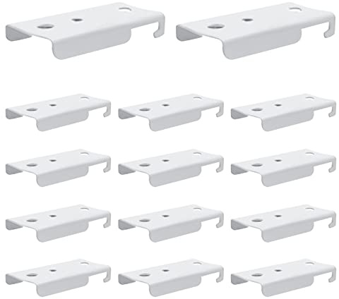 Lot de 14 supports de montage au plafond pour rail de rideau flexible, accessoires d'installation de tringle à rideaux incurvés blancs pour montage au plafond, blanc