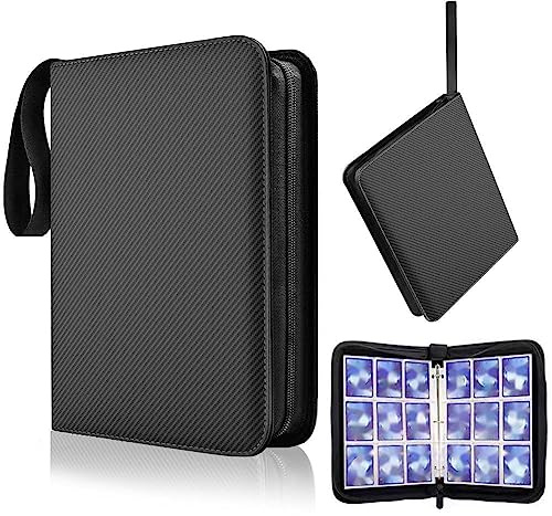 Karten Sammelkarten Album - 900 Karten 50 Seiten Sammelkarten Alben, Card Binder Reißverschluss, Wasserdicht, Exquisite Geschenke (900 Taschen, Schwarz)