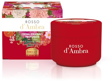 Helan, Red d'Amber Crème hydratante pour le corps, peau sèche à l'huile d'amande douce, vitamine C et vitamine E, antioxydante, crème corporelle parfumée, origine naturelle, hydratante