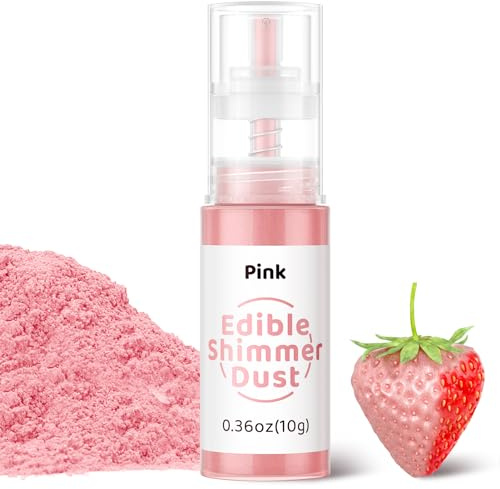 Wwtop Essbarer Glitzer 10g, Glitzerpulver für Getränke, Glitzerspray Essbarer Glitzerstaub, Glitzerpuder Geschmacklos, Lebensmittelfarbe Pulver für Kuchen, Schokolade, Cocktails, Fondant (Rosa)