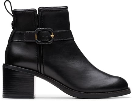 Clarks Premium Botas de combate Chamberly Trim para mujer, cuero negro, 5 UK, Piel negra, 38 EU