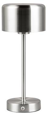Reality Leuchten LED Akku Tischleuchte Jeff R59151107, Metall Nickel matt, inkl. 1.5 Watt LED, 4-fach Touch