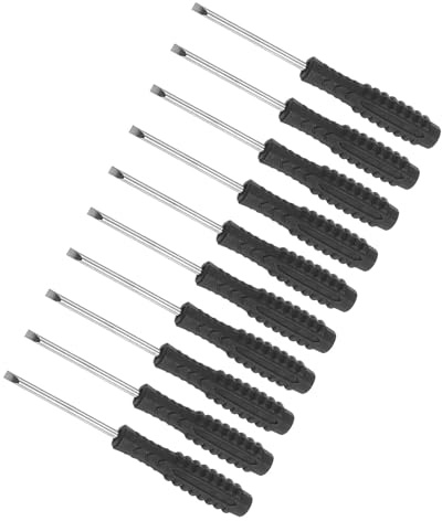 CoCud Destornillador Ranurado Mini Tamaño de 3.0mm Longitud de 98mm 10 pcs | Acero al Carbono, Pequeño Destornillador de Cabeza Plana con Mango Antideslizantepara Gafas