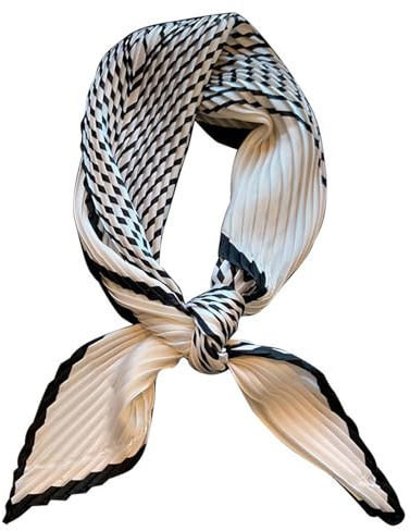 Jonesangle Foulard en soie for femmes, foulard en soie de printemps, petit foulard carré plissé Simple, petit foulard en soie for femmes