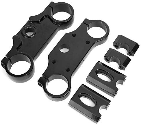 Handle Bar Casting Triple Tree Clamps Assembly Vehicle Accessory Dirt Bike Black Aluminium Alloy 6pcs Set