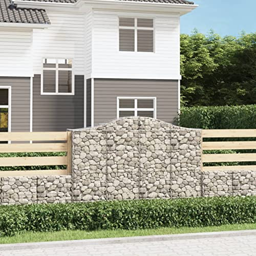 Chaduof Gabionen mit Hochbogen 5 STK Gabionenkörbe, Gabionen Hochbeet, Steinkorb, Gabionengitter, Kräuterspirale Für Garten, Drahtkorb Für Pflanzen, 200x50x140/160cm Verzinktes Eisen