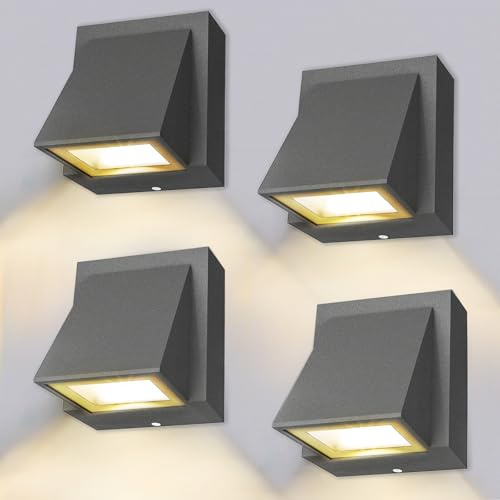 BENMA 8W LED Wandlampe Innen/Außen, Wandleuchte 4 Stück - Gray, Wandlampe warmweiß 3000K Außenwandleuchte IP65 für Schlafzimmer, Wohnzimmer, Badezimmer