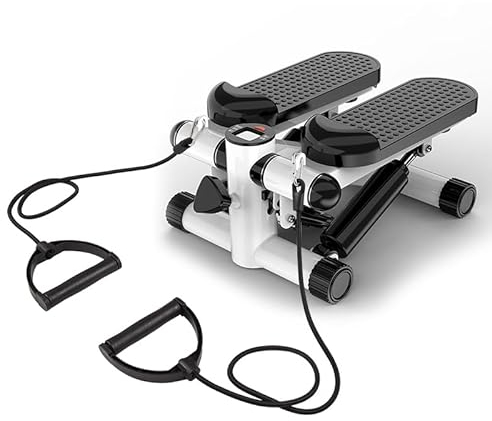 doorslay Mini Stepper, Stepper mit Power Ropes, Fitness Stepper mit LCD Display, Treppenstepper für das Training zu Hause, 2 in 1 Trainingsgerät bis 109kg, Home Fitness Exercise