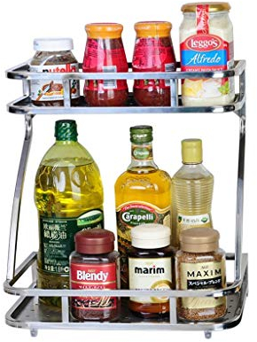 Multipurpose Spice Racks, Stainless Steel Kitchen Seasoning shelf Kitchen Storage Organizer,Bottle Racks,Oil Bottle Cruet Holder(35cm)