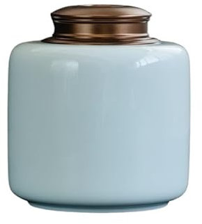 Tarro de cerámica para alimentos Carrito de té de cerámica Cubierta de metal Tarro sellado Caja de té grande Contenedor de té Organizador de té Tanque de almacenamiento Lata de té Tarro de azúcar Con