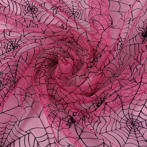 150 x 180 cm Halloween Tüllstoff DIY Halloween Spinnennetz Stoff Schwarze Spinne Tüll Halloween Dekostoff Tüll Hexe Kunsthandwerk Kostüm Schleier Hut