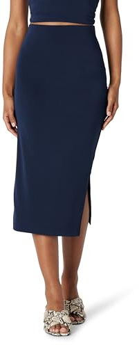 Amazon Essentials Falda Entallada de Punto Mate Fruncida para Mujer (la Parte Superior se Vende por Separado), Azul Marino, Talla S