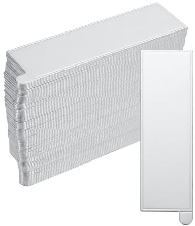 sourcing map 100pcs Mini Cake Boards, Mousse Cake Cardboards Rectangle Cake Bases Plates Cupcake Dessert Displays Base Tray for Cupcakes, Cakes, Pastries, Dessert Base-Grease Proof(Silver Tone)