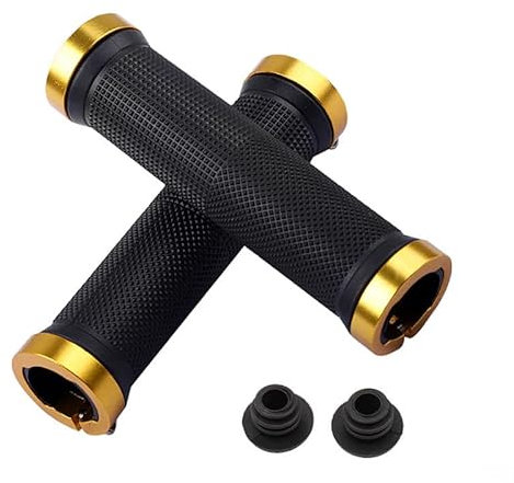 DUANSIYU Fahrradgriffe Fahrradgriffe MTB Fahrrad Handbar Griffen Gummi rutschfeste Bilaterale Verriegelung Radfahren BMX Griff Grips Fahrräder Lenkergriffe MTB Griffe(Gold)