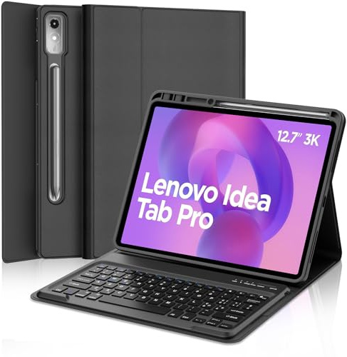 IVEOPPE Cover Tastiera per Lenovo Idea Tab Pro 12.7 Pollici 2025 | Keyboard Magnetico Staccabile, Italiano QWERTY, Custodia Tastiera Senza Fili Bluetooth con Portapenna, Nero