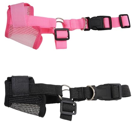 2 Stück Hund Maulkorb,Nylon-Mesh Netzmaulkorb,Atmungsaktiv Bequem,Verstellbare Schlaufe Träger,Verhindert Beißen Kauen Bellen,Ermöglicht Hecheln Trinken für Kleine Mittlere Große Hunde Chihuahua